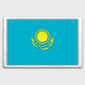 Магнит 45*70 с принтом Казахстан в городе Новоалтайск, Пластик | Размер: 78*52 мм; Размер печати: 70*45 | герб | казахстан | флаг