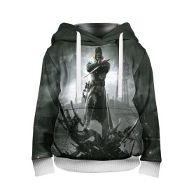 Детская толстовка 3D с принтом Dishonored в городе Новоалтайск, 100% полиэстер | двухслойный капюшон со шнурком для регулировки, мягкие манжеты на рукавах и по низу толстовки, спереди карман-кенгуру с мягким внутренним слоем | dishonored | ассасин | игры