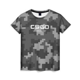 Женская футболка 3D с принтом cs:go - Urban DDPAT 3D Full (Пиксельный камуфляж Город) в городе Новоалтайск, 100% полиэфир ( синтетическое хлопкоподобное полотно) | прямой крой, круглый вырез горловины, длина до линии бедер | Тематика изображения на принте: cs | csgo | go | камуфляж | кс