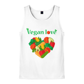 Мужская майка 3D с принтом Vegan love в городе Новоалтайск, 100% полиэстер | круглая горловина, приталенный силуэт, длина до линии бедра. Пройма и горловина окантованы тонкой бейкой | Тематика изображения на принте: art | vegan | вегетарианство | любовь | овощи | фрукты