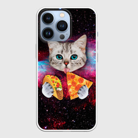 Чехол для iPhone 13 Pro с принтом Кот с едой в городе Новоалтайск,  |  | Тематика изображения на принте: art | cat | pizza | space | еда | космос | кот | кот в космосе | кот с едой | котенок | котик | пицца