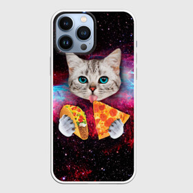 Чехол для iPhone 13 Pro Max с принтом Кот с едой в городе Новоалтайск,  |  | Тематика изображения на принте: art | cat | pizza | space | еда | космос | кот | кот в космосе | кот с едой | котенок | котик | пицца