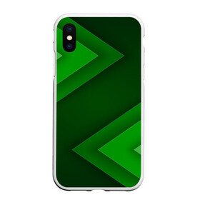 Чехол для iPhone XS Max матовый с принтом Зелёные стрелы в городе Новоалтайск, Силикон | Область печати: задняя сторона чехла, без боковых панелей | Тематика изображения на принте: геометрия | зеленый | полосы