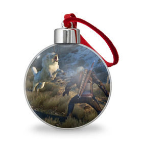 Ёлочный шар с принтом Ведьмак 3: Дикая охота в городе Новоалтайск, Пластик | Диаметр: 77 мм | gerald | wild hunt | witcher | ведьмак | геральд | дикая охота