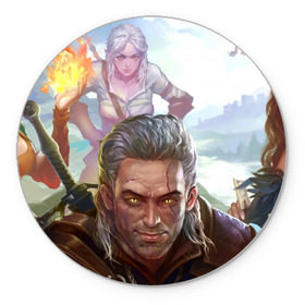 Коврик круглый с принтом Witcher 3 в городе Новоалтайск, резина и полиэстер | круглая форма, изображение наносится на всю лицевую часть | gerald | wild hunt | witcher | ведьмак | геральд | дикая охота