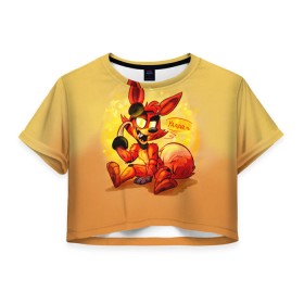 Женская футболка 3D укороченная с принтом Foxy в городе Новоалтайск, 100% полиэстер | круглая горловина, длина футболки до линии талии, рукава с отворотами | 5 ночей с фредди | 5 ночей с фреди | 5 ночей у фредди | 5 ночей у фреди | five nights at freddys | fnaf | foxy | лиса | фнаф | фредди | фреди
