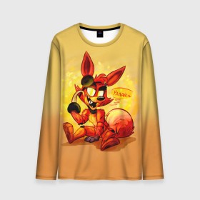 Мужской лонгслив 3D с принтом Foxy в городе Новоалтайск, 100% полиэстер | длинные рукава, круглый вырез горловины, полуприлегающий силуэт | Тематика изображения на принте: 5 ночей с фредди | 5 ночей с фреди | 5 ночей у фредди | 5 ночей у фреди | five nights at freddys | fnaf | foxy | лиса | фнаф | фредди | фреди