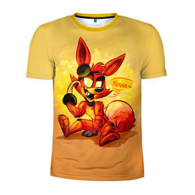 Мужская футболка 3D спортивная с принтом Foxy в городе Новоалтайск, 100% полиэстер с улучшенными характеристиками | приталенный силуэт, круглая горловина, широкие плечи, сужается к линии бедра | 5 ночей с фредди | 5 ночей с фреди | 5 ночей у фредди | 5 ночей у фреди | five nights at freddys | fnaf | foxy | лиса | фнаф | фредди | фреди