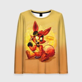 Женский лонгслив 3D с принтом Foxy в городе Новоалтайск, 100% полиэстер | длинные рукава, круглый вырез горловины, полуприлегающий силуэт | 5 ночей с фредди | 5 ночей с фреди | 5 ночей у фредди | 5 ночей у фреди | five nights at freddys | fnaf | foxy | лиса | фнаф | фредди | фреди