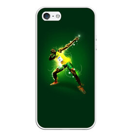 Чехол для iPhone 5/5S матовый с принтом Usain Bolt в городе Новоалтайск, Силикон | Область печати: задняя сторона чехла, без боковых панелей | атлетика | без | болт | легкая | спорт | усейн