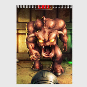 Скетчбук с принтом DOOM classic в городе Новоалтайск, 100% бумага
 | 48 листов, плотность листов — 100 г/м2, плотность картонной обложки — 250 г/м2. Листы скреплены сверху удобной пружинной спиралью | 2016 | 2d | game | дум | игра | классика | ретро