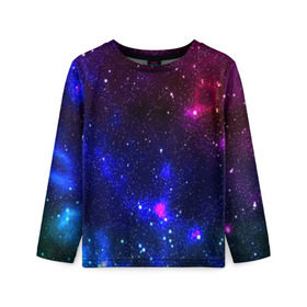 Детский лонгслив 3D с принтом Звёзды в городе Новоалтайск, 100% полиэстер | длинные рукава, круглый вырез горловины, полуприлегающий силуэт
 | вселенная | галактика | звезды | планеты | туманность
