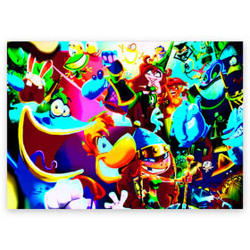 Поздравительная открытка с принтом Rayman в городе Новоалтайск, 100% бумага | плотность бумаги 280 г/м2, матовая, на обратной стороне линовка и место для марки
 | Тематика изображения на принте: game | rayman | игры | прикольные