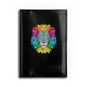 Обложка для автодокументов с принтом Lion color в городе Новоалтайск, натуральная кожа |  размер 19,9*13 см; внутри 4 больших “конверта” для документов и один маленький отдел — туда идеально встанут права | lion | голова животного | кот | кошка | лев | цвет