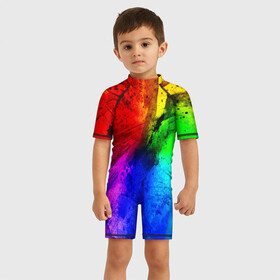 Детский купальный костюм 3D с принтом Grunge paint в городе Новоалтайск, Полиэстер 85%, Спандекс 15% | застежка на молнии на спине | абстракция | абстракция красок | арт | брызги | краска | цветные