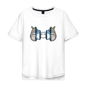 Мужская футболка хлопок Oversize с принтом Totoro в городе Новоалтайск, 100% хлопок | свободный крой, круглый ворот, “спинка” длиннее передней части | anime | totoro | матрешка | миядзаки | тоторо | хаяо