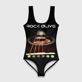 Купальник-боди 3D с принтом ROCK ALIVE в городе Новоалтайск, 82% полиэстер, 18% эластан | Круглая горловина, круглый вырез на спине | rock | рок | рок жив | рок музыка | русский рок