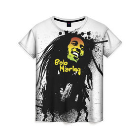 Женская футболка 3D с принтом Bob Marley в городе Новоалтайск, 100% полиэфир ( синтетическое хлопкоподобное полотно) | прямой крой, круглый вырез горловины, длина до линии бедер | bob marley | боб марли | музыка | регги | ямайка