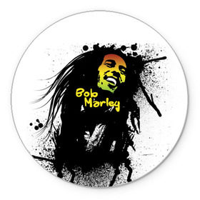 Коврик круглый с принтом Bob Marley в городе Новоалтайск, резина и полиэстер | круглая форма, изображение наносится на всю лицевую часть | Тематика изображения на принте: bob marley | боб марли | музыка | регги | ямайка