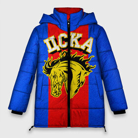 Женская зимняя куртка 3D с принтом ФК ЦСКА в городе Новоалтайск, верх — 100% полиэстер; подкладка — 100% полиэстер; утеплитель — 100% полиэстер | длина ниже бедра, силуэт Оверсайз. Есть воротник-стойка, отстегивающийся капюшон и ветрозащитная планка. 

Боковые карманы с листочкой на кнопках и внутренний карман на молнии | пфк цска | рфпл | спорт | фк | фк цска | футбол | футбольный клуб | цска