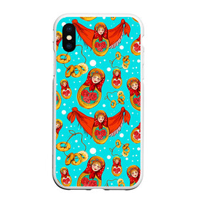 Чехол для iPhone XS Max матовый с принтом Матрёшки в платках в городе Новоалтайск, Силикон | Область печати: задняя сторона чехла, без боковых панелей | Тематика изображения на принте: flower | flowers | russia | павлопасадские платки | платки | раша | рисунок | роспись | россия | цветок | цветы