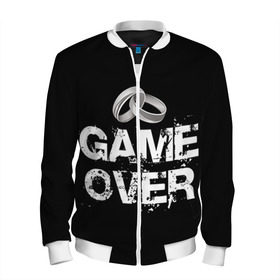 Мужской бомбер 3D с принтом Game over в городе Новоалтайск, 100% полиэстер | застегивается на молнию, по бокам два кармана без застежек, по низу бомбера и на воротнике - эластичная резинка | Тематика изображения на принте: братва жениха | жених | мальчишник | мафия жениха