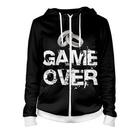 Женская толстовка 3D на молнии с принтом Game over в городе Новоалтайск, 100% полиэстер | длина до линии бедра, манжеты и пояс оформлены мягкой тканевой резинкой, двухслойный капюшон со шнурком для регулировки, спереди молния, по бокам два кармана | братва жениха | жених | мальчишник | мафия жениха