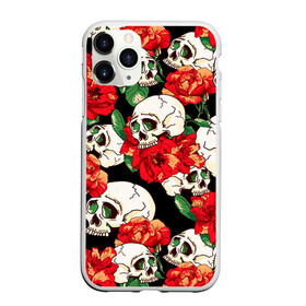 Чехол для iPhone 11 Pro матовый с принтом Черепки и розы в городе Новоалтайск, Силикон |  | music | rock | skull | музыка | рок | череп | черепа