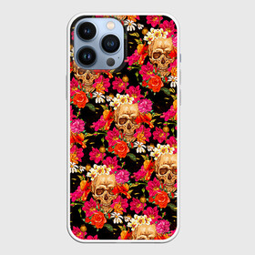 Чехол для iPhone 13 Pro Max с принтом Цветочные черепки в городе Новоалтайск,  |  | music | rock | skull | музыка | рок | череп | черепа