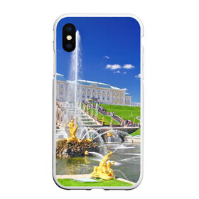 Чехол для iPhone XS Max матовый с принтом Петергоф в городе Новоалтайск, Силикон | Область печати: задняя сторона чехла, без боковых панелей | Тематика изображения на принте: russia | saint petersburg | интеллигенция | культурная столица | мосты | нева | петергоф | питер | россия | санкт петербург | фантаны | финский залив | хипстер