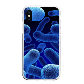 Чехол для iPhone XS Max матовый с принтом Молекула в городе Новоалтайск, Силикон | Область печати: задняя сторона чехла, без боковых панелей | Тематика изображения на принте: медицина | микроб | молекула | синяя