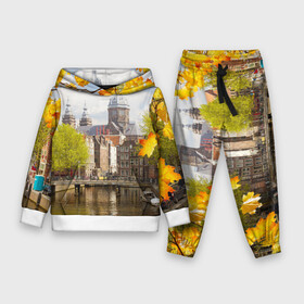 Детский костюм 3D (с толстовкой) с принтом Amsterdam в городе Новоалтайск,  |  | Тематика изображения на принте: нидерланды | пейзаж