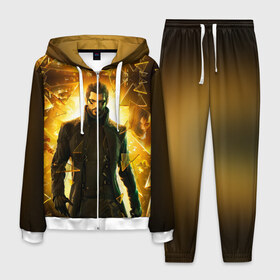 Мужской костюм 3D с принтом Deus Ex в городе Новоалтайск, 100% полиэстер | Манжеты и пояс оформлены тканевой резинкой, двухслойный капюшон со шнурком для регулировки, карманы спереди | Тематика изображения на принте: deus ex | human revolution | mankind divided | адам дженсен | деус экс