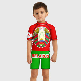 Детский купальный костюм 3D с принтом Belarus 5 в городе Новоалтайск, Полиэстер 85%, Спандекс 15% | застежка на молнии на спине | belarus | беларусь