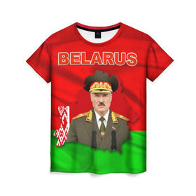 Женская футболка 3D с принтом Belarus 17 в городе Новоалтайск, 100% полиэфир ( синтетическое хлопкоподобное полотно) | прямой крой, круглый вырез горловины, длина до линии бедер | belarus | беларусь | лукашенко | президент