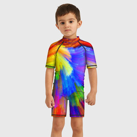 Детский купальный костюм 3D с принтом Текстура в городе Новоалтайск, Полиэстер 85%, Спандекс 15% | застежка на молнии на спине | 3д | краска | новые | популярные | разводы | текстура