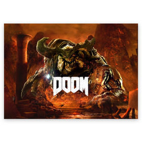 Поздравительная открытка с принтом Doom 4 Hell Cyberdemon в городе Новоалтайск, 100% бумага | плотность бумаги 280 г/м2, матовая, на обратной стороне линовка и место для марки
 | cyberdemon | demon | doom | hell | дум