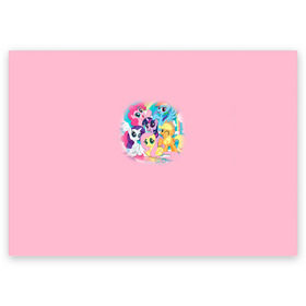 Поздравительная открытка с принтом My little pony 3 в городе Новоалтайск, 100% бумага | плотность бумаги 280 г/м2, матовая, на обратной стороне линовка и место для марки
 | my little pony