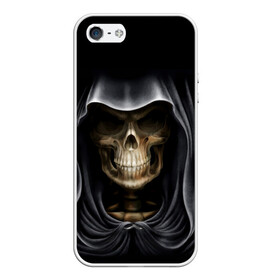 Чехол для iPhone 5/5S матовый с принтом Скелет в капюшоне в городе Новоалтайск, Силикон | Область печати: задняя сторона чехла, без боковых панелей | 