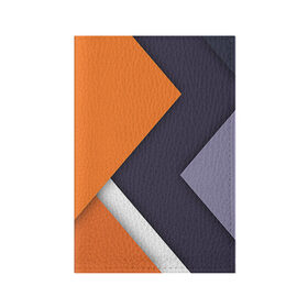 Обложка для паспорта матовая кожа с принтом Geometriya в городе Новоалтайск, натуральная матовая кожа | размер 19,3 х 13,7 см; прозрачные пластиковые крепления | оранжевый | серый