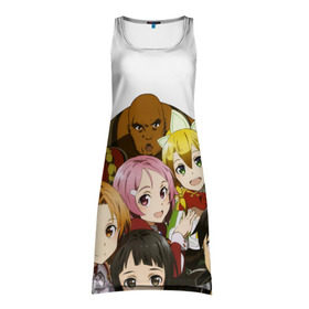 Платье-майка 3D с принтом Sword Art Online в городе Новоалтайск, 100% полиэстер | полуприлегающий силуэт, широкие бретели, круглый вырез горловины, удлиненный подол сзади. | anime | asuna | kirito | real black swordsman | sword art online | асада | асуна | кирито | мастера меча онлайн | синон | чёрный мечник