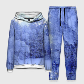 Мужской костюм 3D (с толстовкой) с принтом Зима в городе Новоалтайск,  |  | деревья | природа | синий | снег | снежный
