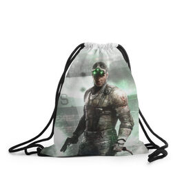 Рюкзак-мешок 3D с принтом Splinter Cell в городе Новоалтайск, 100% полиэстер | плотность ткани — 200 г/м2, размер — 35 х 45 см; лямки — толстые шнурки, застежка на шнуровке, без карманов и подкладки | Тематика изображения на принте: agent | blacklist | hitman | splinter cell | tom clancy’s | стелс | сэм фишер