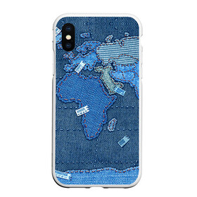 Чехол для iPhone XS Max матовый с принтом Джинсовый 4 в городе Новоалтайск, Силикон | Область печати: задняя сторона чехла, без боковых панелей | Тематика изображения на принте: джинсовый | джинсы | карта | мир