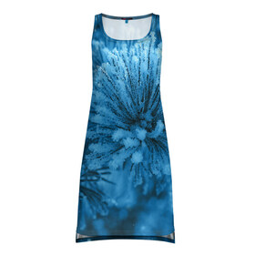 Платье-майка 3D с принтом Оледенение в городе Новоалтайск, 100% полиэстер | полуприлегающий силуэт, широкие бретели, круглый вырез горловины, удлиненный подол сзади. | зима | иней | снег | снежный