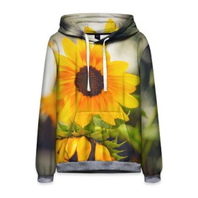 Мужская толстовка 3D с принтом Подсолнухи в городе Новоалтайск, 100% полиэстер | двухслойный капюшон со шнурком для регулировки, мягкие манжеты на рукавах и по низу толстовки, спереди карман-кенгуру с мягким внутренним слоем. | лето | подсолнух | солнце | цветы