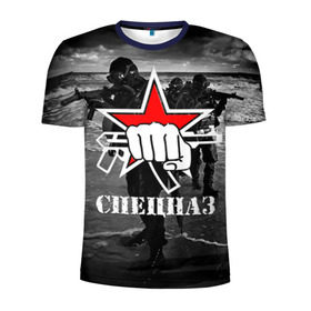 Мужская футболка 3D спортивная с принтом Спецназ 17 в городе Новоалтайск, 100% полиэстер с улучшенными характеристиками | приталенный силуэт, круглая горловина, широкие плечи, сужается к линии бедра | Тематика изображения на принте: россия | спецназ