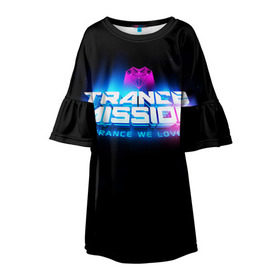 Детское платье 3D с принтом Trancemission 2 в городе Новоалтайск, 100% полиэстер | прямой силуэт, чуть расширенный к низу. Круглая горловина, на рукавах — воланы | Тематика изображения на принте: trancemission |   |  trance mission | транс миссия | трансмиссия