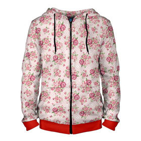 Мужская толстовка 3D на молнии с принтом Fashion sweet flower в городе Новоалтайск, 100% полиэстер | длина до линии бедра, манжеты и пояс оформлены мягкой тканевой резинкой, двухслойный капюшон со шнурком для регулировки, спереди молния, по бокам два кармана | Тематика изображения на принте: паттерны | розовый | розы | узор