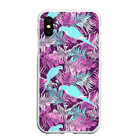Чехол для iPhone XS Max матовый с принтом Summer paradise в городе Новоалтайск, Силикон | Область печати: задняя сторона чехла, без боковых панелей | Тематика изображения на принте: паттерн | попугаи | разноцветный | тропики | цветы | яркий